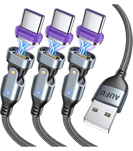 AUFU 240 W magnetische oplaadkabel USB C [2 stuks 1 m, 1,8 m] 16-pins oplaadkabel magnetisch supersnel opladen magnetische USB C oplaadkabel 48 V/ 5 A snel opladen en gegevensoverdracht voor iPhone 16