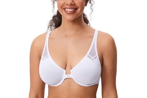 DELIMIRA Femme Soutien Gorge Fermeture Devant Invisible Grande Taille avec Armature Decollete Plongeant Dos Nageur