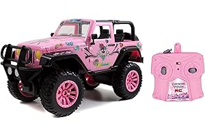 Dickie Toys RC SUV Girlmazing samochód zdalnie sterowany Jeep Wrangler, z 2 kanałami, 2,4 GHz, Turbo, w zestawie naklejki, od 6 lat, błyszczący metaliczny róż.
