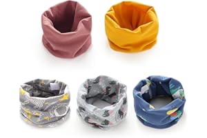 PFLYPF 5 pièces d'écharpes pour enfants, bavoirs chauds pour garçons et filles en automne et en hiver, écharpes en coton coupe-vent à joint torique, motifs de dessins animés mignons.