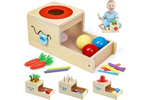 LZDMY Baby Wooden Montessori Toys for 1 Year Old Boys Girls, Toddlers Educational Sensory Sorting Toys Aged 1-3, 6 in 1 Activity Cube Carrots Havest Balls Drop Toy, Babies 1st Birthday Gifts