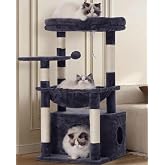 Heybly Cat Scratching Tree, Extra Large Soft Basket Tree, Spacious Bed &amp; Hidden Sleeping Place, Smoky Gray HCT008SG