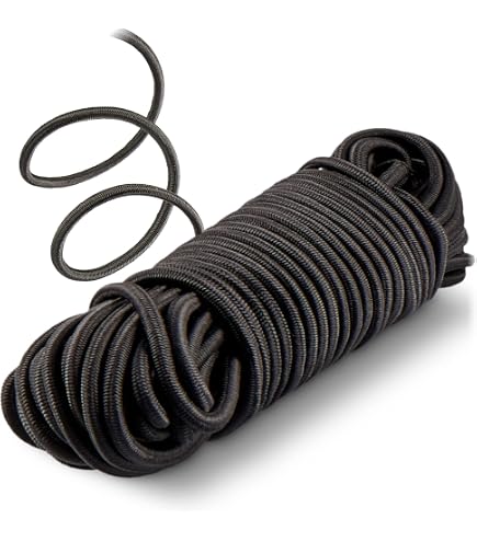 Corde Élastique 6mm 20m Noir Fuxton Avec 10 Crochets - Sandow Robuste Pour Bâche Remorque Camping