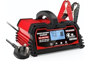 YINLEADER Car Battery Charger 40A 30A 12V/24V 20A 15A 10A 5A Car Battery Charger Fully Automatic Intelligent Trickle Charger with LCD Display Charger for Car Batteries and Motorcycle Battery 12V LiFePO4