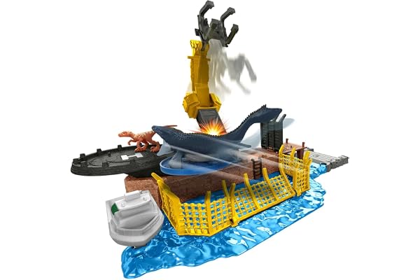 Jurassic World Coffret Minis L’Attaque du Mosasaurus avec 2 mini-dinosaures, des espaces de jeu et des éléments détachables, à Collectionner, Jouet Enfant, Dès 4 ans, HFF11