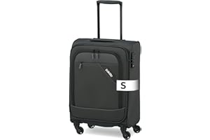 paklite Handgepäck Trolley 4 Rollen, leicht, Derby, Stilvoller Weichschalen Rollkoffer klein mit TSA Schloss + Aufsteckfunktion, 55 cm, 41 Liter