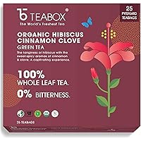 Teabox Hibiscus Cinnamon Clove Green Tea for Healthy Heart, Made with 100% Whole Leaf, Natural Hibiscus, Cinnamon…