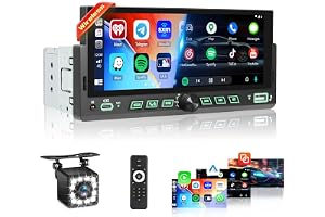 Roinvou CarPlay-bilradio 1 DIN med trådlös Android Auto, 6,86-tums pekskärm med Bluetooth 1DIN, Mirror Link, FM, EQ, UI, USB