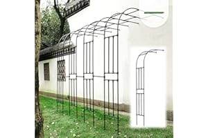 ALKOY Garden Arch with Plant Black Metal Half Arch Outdoor Garden Wall Trellis Archway Climbing Roses Vines Support Rack White Easy Assemble/Black/120 * 240Cm/3.9 * 7.9Ft