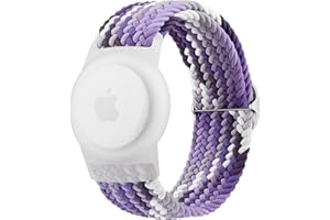 Vancle Bracelet Airtag Enfants, élastique Bracelet de Rechange, Coque Résistant aux Rayures, Facile à Porter, Couverture de Protection en Nylon Tressée pour Enfants et âgés, Rose Foncé, Violet Coloré