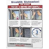 AKSU TEK KANAT PENCERE SİNEKLİK 75x125cm 4mt CIRT BANTLI