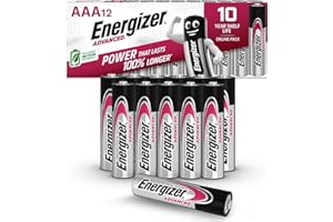 Energizer Advanced - Piles AAA (Lot de 12) Alcaline 1,5V - Haute Performance - T&#xE9;l&#xE9;commandes, Jouets et &#xC9;lectroniques - Made in EU - Emballage 0% Plastique - Conservation 10 Ans [Exclusivit&#xE9; Amazon]