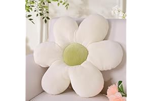 Yhoelata Cuscino Fiore Bianco, Cuscino da Pavimento Estetico per Camera, Cuscino Decorativo Margherita per Cameretta Bambini, Decorazione Preppy per Stanza, Cuscino per Divano 48 cm
