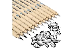 Hmeuest Fineliner Pens, 12 Fine Liner Black Pens, Art Drawing Micron Pens with Waterproof Ink, Felt Tip Art Supplies for Sketching, Manga Anime Gifts