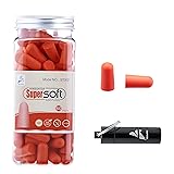 Kinbontop Schaumstoff-Ohrstöpsel, mit Aluminiumaufbewahrungsbox, 38 dB SNR (Dämmwert), Lärmreduktion, Gehörschutz, Rot (60 Pa