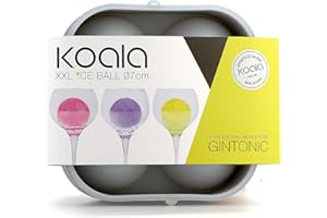 Koala Spain Cubitera para 4 Hielos Esféricos XXL de 7 cm, Molde de Hielo con Tapa Negro
