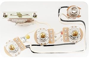 Musiclily Pro Chitarra Precablato Kit Cablaggio Completo per Chitarra Elettrica tipo American Strat SSS con Selettore 5 Posizioni e 3A Potenziometri, Presa Jack Nickel