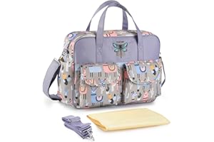 SONARIN Lightweight Large Capacity Baby Nappy Changing Tote Bag,Waterproof Baby Changing Bag Satchel Messenger Bag Travel Diaper Bag with Shoulder Strap & Changing Mat