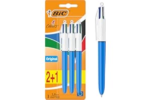 BIC 4 Colours Pens Multicolour Original - Retractable Ballpoint Pens - Pack of 3