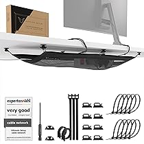 Vassoio Portacavi Sotto Scrivania - Organizzatore Cavi Per Scrivania Con Clip E Fascette, Nero - Foto 3