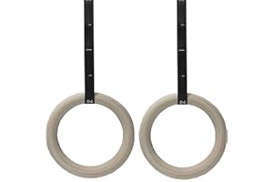 VLFit Anneaux Gymnastique en Bois - Anneaux Gym aux Dimensions Olympiques, Diamètre 28 mm ou 32 mm - Anneaux Bois avec Sangles Suspension Graduées, Réglables pour Crossfit, Musculation,Gym