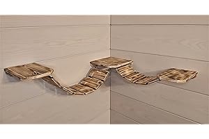 Medikratz Eckpark Wandpark Catwalk Komplett-Set auch für große Katzen geeignet (100cm + 75cm, Abgeflammt)