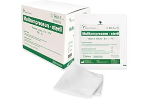 ‎HANSAGT MEDICAL HansaGT Medical Kompressen Sterile 10x10cm 50 Stück Wundkompressen STERIL 8 Lagen Wundauflage Verbandsmaterial Mullkompressen Wundgaze Kompresse zur Wundversorgung Blutabsorbtion und Sekretaufnahme