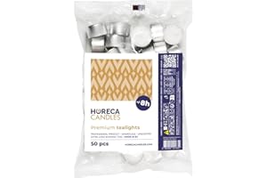 Horeca Candles - Teelichter Premium Weiß, Duftfrei - 50er Set - Brenndauer 8 Stunden - Unparfümiert