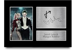 HWC Trading A4 Jared Leto & Margot Robbie Suicide Squad The Joker & Harley Quinn Geschenke Geducktes Signiertes Autogramm Foto für Fans von Film Memorabilien - A4