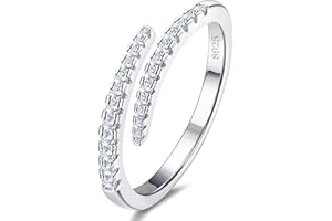 JeweBella 925 Sterling Silver Adjustable Rings for Women Girls with Cubic Zirconia Thumb Rings for Women Hypoallergenic Open Finger Rings for Girls Mother Daughter Gifts Silver/Gold/RoseGold