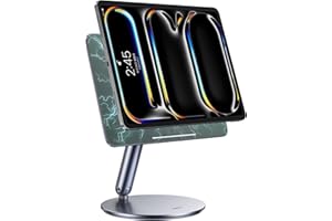 BENKS Soporte Magnético para iPad Pro 11'' M4 (2024), Fijación Fuerte, Base Giratoria 360°, Soporte Plegable De Aluminio Ajustable para Escritorio