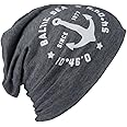 iSWEVEN Grey Mens and Girls Skull Cap for Summer & Spring Season, Free Size Printed Cotton Slouchy Blended Beanie (02)
