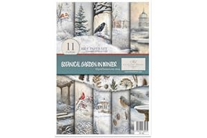 ITD Collection - Reispapier Decopatch - Decoupage Papier - Motivpapier für Serviettentechnik - Rice Paper Sheets - A4 29,7 x 21 cm - Botanical Garden in Winter - RP-081