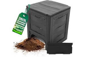 Avilia Compostiera da Giardino 260L - Contenitore per Compostaggio con Accesso Frontale, in Polipropilene, Design Compatto 60x60x73cm, Ideale per Balcone - Terrazzo - Giardino Antracite, Made in Italy