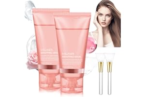 CELESTIMINGLE 2 Stück Collagen Maske, Collagen Night Wrapping Mask, Peel Off Facial Mask, Bio Coll-agen Face Ma-sk für strahlende Haut, Tiefe Hydratation, Straffung, Glättung, Glanz, Elastizität (E)