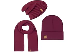 riverso Herren RIVGordon Slouch Beanie Mütze Schal Sets Winterset Outdoormütze Winterschal Unisex 3 in 1 Winter Herbst Einfarbig Einheitsgröße Schwarz Grau Grün Blau Braun Rot