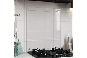 BELOFAY 6mm Clear Tempered Glass Splashbacks for Cookers, Toughened Glass Heat Resistant Splashback for Kitchen - Pre-Drilled Holes (60x60)