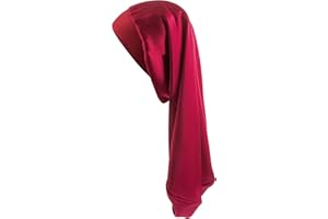 Desmend Cuffia Seta Capelli Notte Dormire Proteggere i Capelli Adatta per Capelli Lunghi Che raggiungono la Vita 32×60cm(1 Pezzo Rosso)