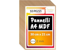 Creative Deco 10 x A4 MDF Pannelli in Legno Fogli | 300 x 210 x 2 mm | Legno Fai da Te Perfetto per Taglio Laser, CNC Router, Modellare, Traforato