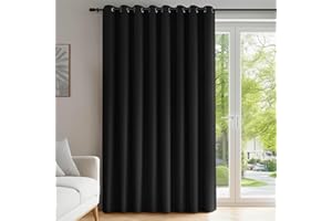 Deconovo Tende per Interni Oscuranti Moderne 242 CM Altezza, Tenda Oscurante per Camera da Letto e Soggiorno con Anelli 1 Pannello, 254x242 CM, Nero
