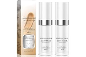 JIAONAYIYI Colour Changing Foundation for Mature & Aging Skin, Naturally Moisturizing Liquid Foundation Makeup Base, Brightens Complexion, Face Cover Concealer, Long Lasting Waterproof Sunscreen 30ml 2 Pack