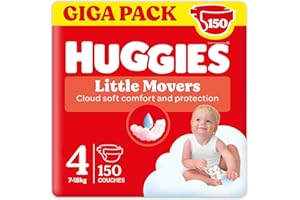 HUGGIES Ultra Comfort - Couches bébé Taille 4 (7kg-18kg) - 3 paquets de 50 couches - ceinture ultra douce - absorbtion rapide - sans parfum - chlore et latex - emballage recyclable