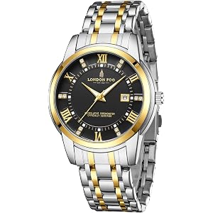 London Fog Regent Collection Analog Quartz Watch for Men with Round Dial and Stainless Steel Strap, Metal Case, Date Display, Luminous Hands & Hour Markers, Water Resistant