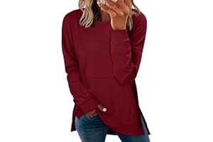 CHICZONE Women's Long Sleeve Sweatshirts Crewneck Casual Pullover Side Split Fall Sweaters Oversized Top Jumpers