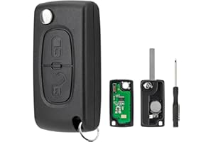 GZXNKEY FSK 2 Buttons Car Remote Key Fob Replacement For Citreon Berlingo Peugeot Partner 2009 2010 2011 2012 2013 2014 2015 Key Remote Fob 433MHZ CE0536 with Key Ring Screwdriver
