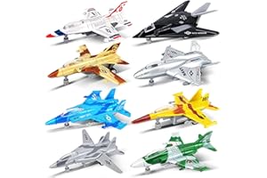 OTONOPI Fighter Jet Die-cast Jet Plane Model Airplane Aircraft Military Air Force Army Toy Play Set Pull Back Toy for Kids Party Favor Cake Top Decor Pack of 8