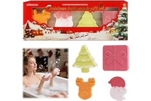BEINUP 4 Bombas de Baño Navidad,Bombas de Baño Naturales,Nutritivas E Hidratantes,Regalo DeBañO NavideñO,Navidad para Mujeres Regalos Originales Cumpleaños,Badebomben Geschenkset,Badekugeln (Rojo-A)