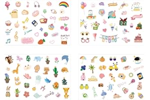 HIYQIN 4 Sheets DIY Stickers - Cute Cartoon Instax Photo Frame Stickers Compatible with Fujifilm Instax Mini 12/11/ 9/8/ 70/26/ 90 EVO Camera Film