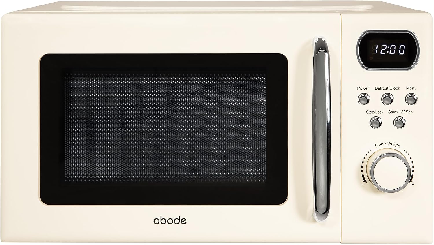 Abode Retro Microwave 20 Litre Cream Digital 800W, Mirror Finish, 8 Auto Cook Settings & Defrost, 5 Power Levels AMD2004C (Cream)