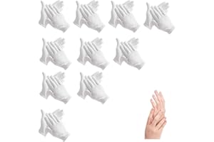 CGBOOM 10Pairs Moisturizing Gloves Over Night Bedtime White Cotton | Cosmetic Inspection Premium Cloth Quality | Eczema Dry Sensitive Irritated Skin Spa Therapy Secure Wristband| One Size (Gloves-10p)